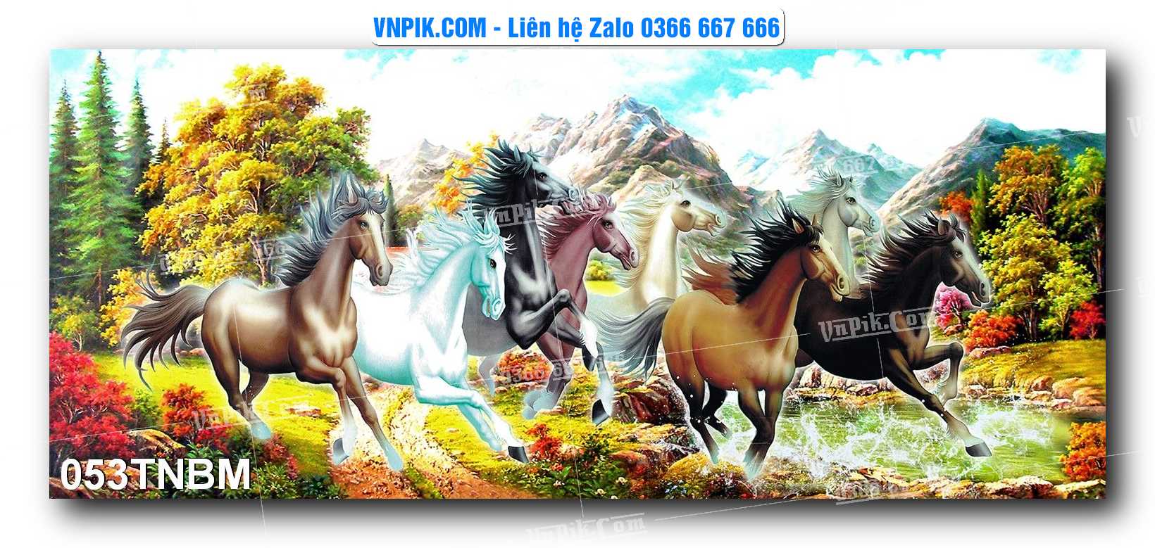 Tranh Ngựa Bát Mã – Mã Đáo Thành Công Mã File 053TNBM
