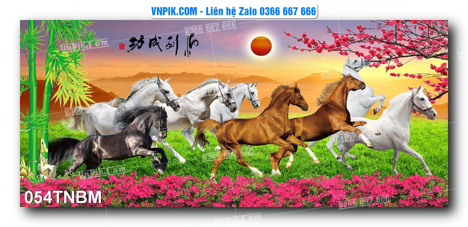 Tranh Ngựa Bát Mã – Mã Đáo Thành Công Mã File 054TNBM