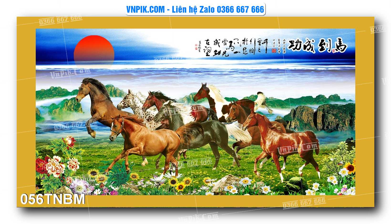 Tranh Ngựa Bát Mã – Mã Đáo Thành Công Mã File 056TNBM