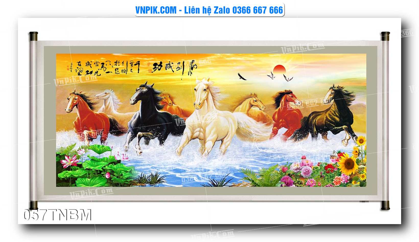 Tranh Ngựa Bát Mã – Mã Đáo Thành Công Mã File 057TNBM