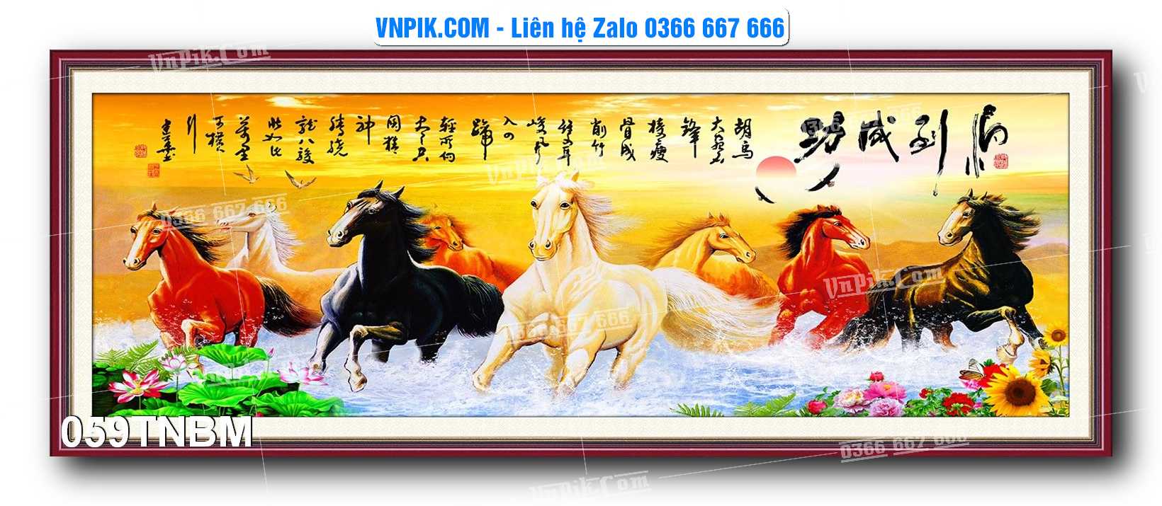 Tranh Ngựa Bát Mã – Mã Đáo Thành Công Mã File 059TNBM