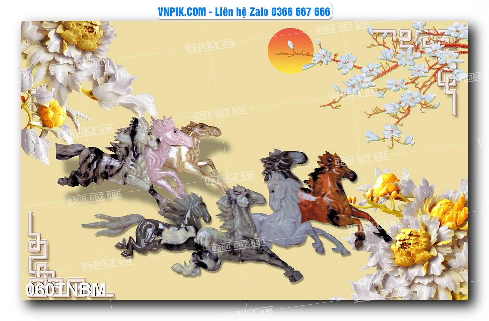 Tranh Ngựa Bát Mã – Mã Đáo Thành Công Mã File 060TNBM
