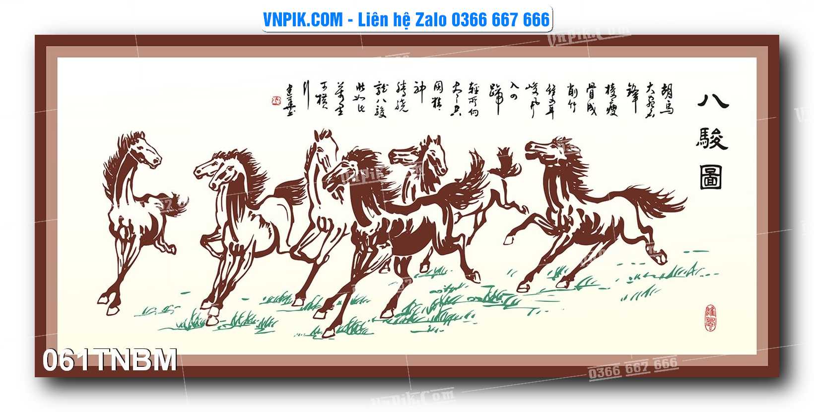 Tranh Ngựa Bát Mã – Mã Đáo Thành Công Mã File 061TNBM