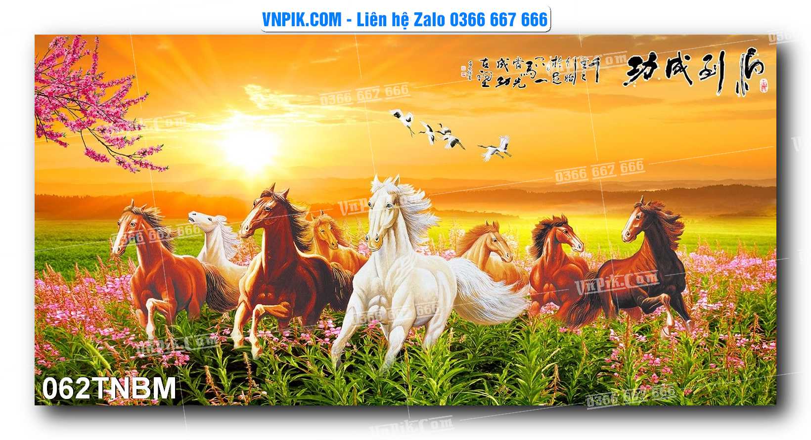 Tranh Ngựa Bát Mã – Mã Đáo Thành Công Mã File 062TNBM