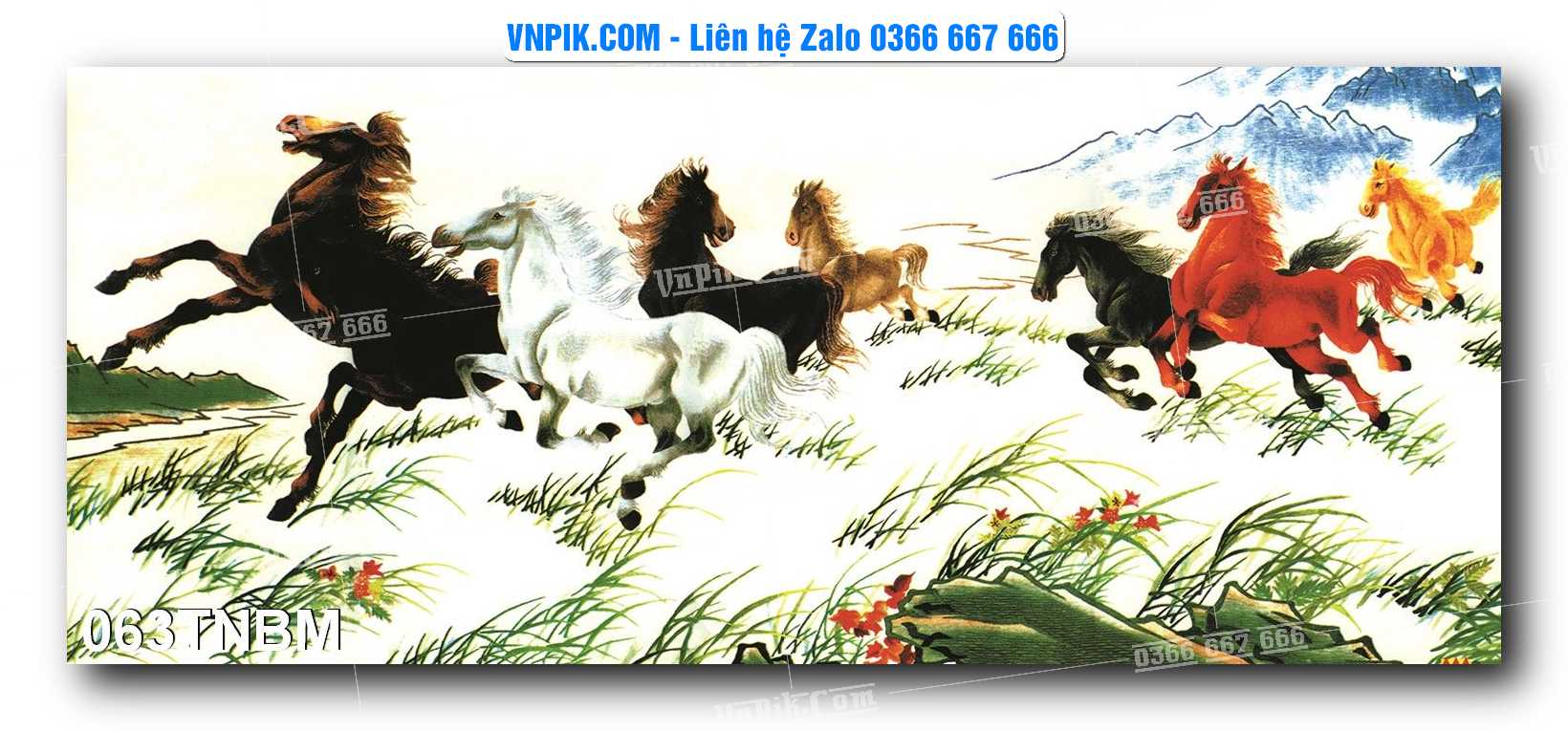 Tranh Ngựa Bát Mã – Mã Đáo Thành Công Mã File 063TNBM