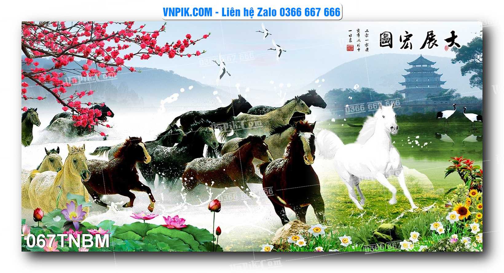 Tranh Ngựa Bát Mã – Mã Đáo Thành Công Mã File 067TNBM