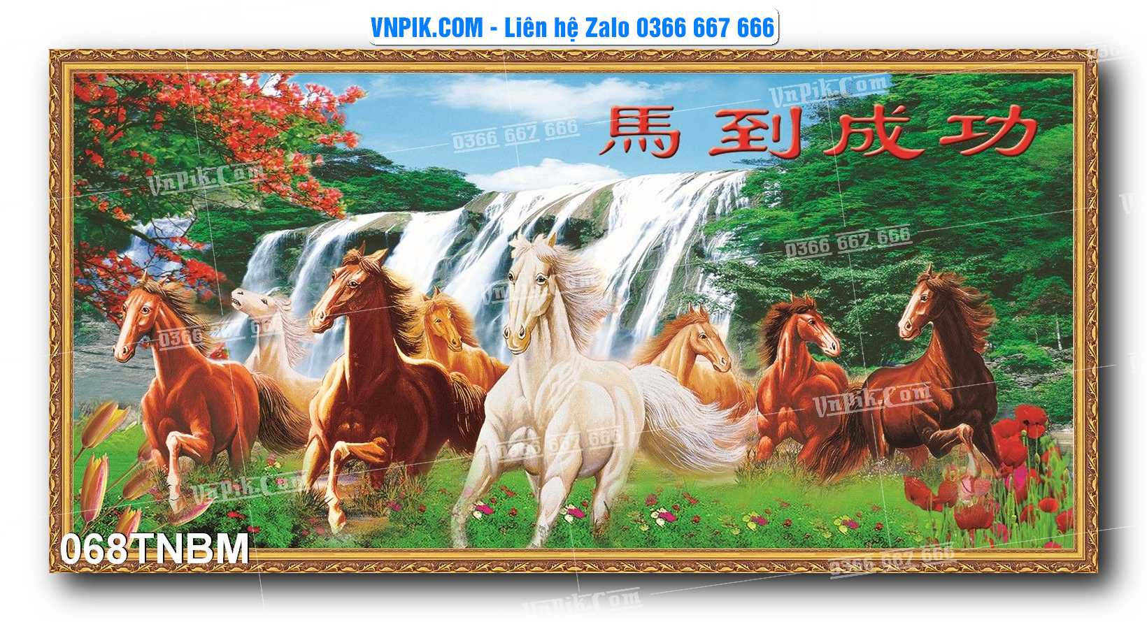 Tranh Ngựa Bát Mã – Mã Đáo Thành Công Mã File 068TNBM
