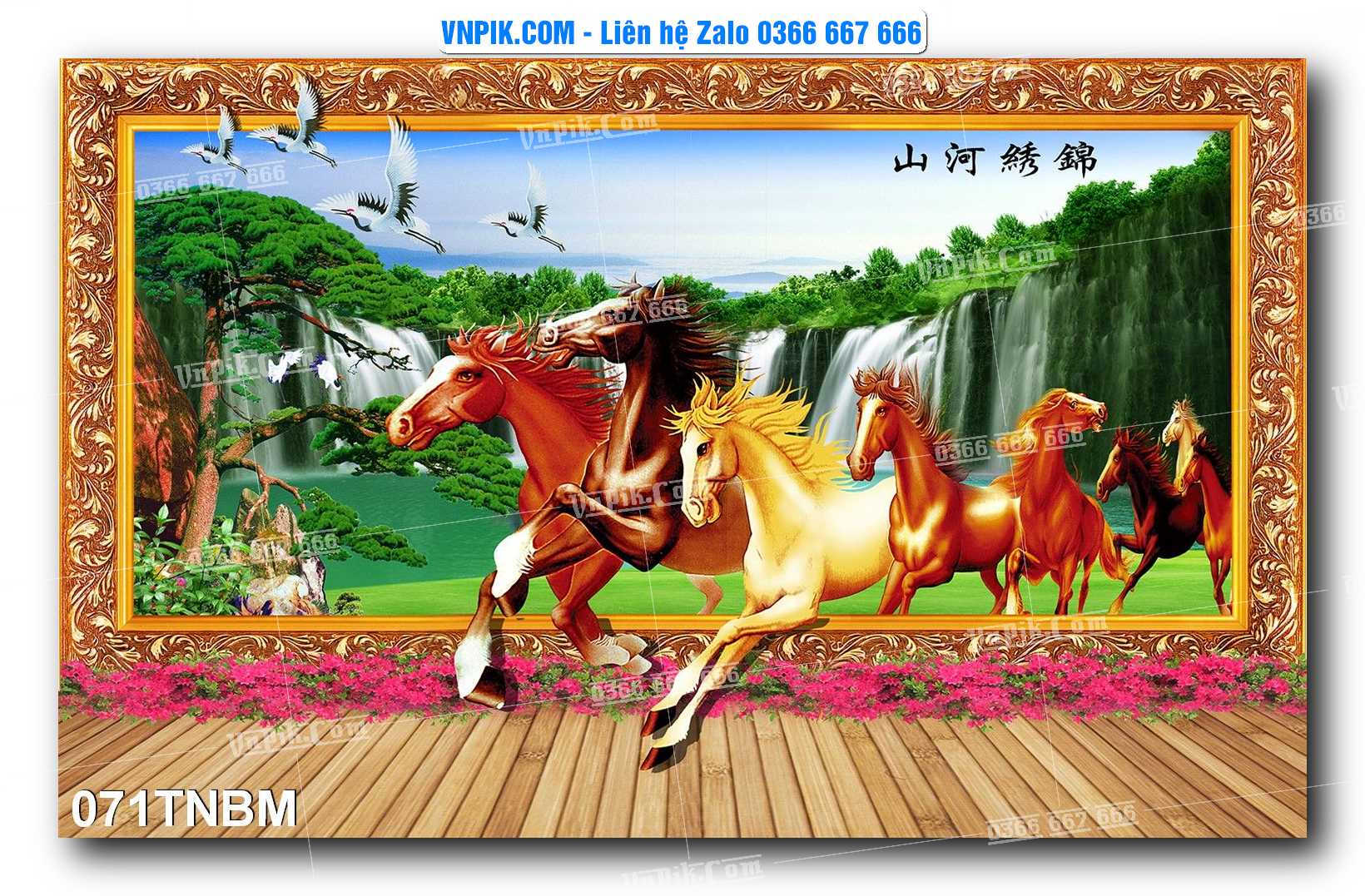 Tranh Ngựa Bát Mã – Mã Đáo Thành Công Mã File 071TNBM