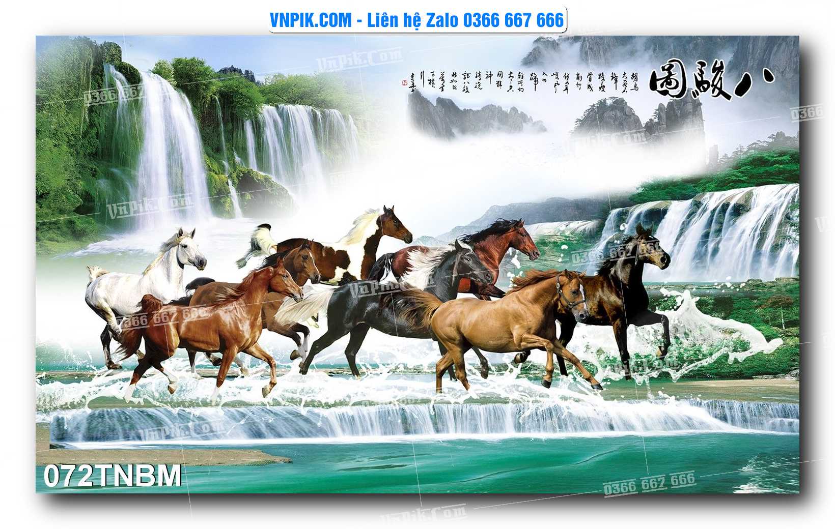 Tranh Ngựa Bát Mã – Mã Đáo Thành Công Mã File 072TNBM
