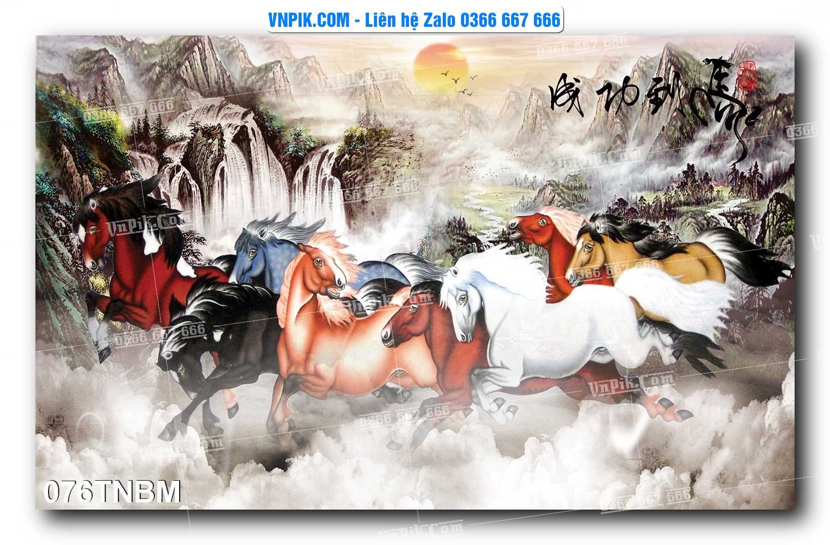 Tranh Ngựa Bát Mã – Mã Đáo Thành Công Mã File 076TNBM