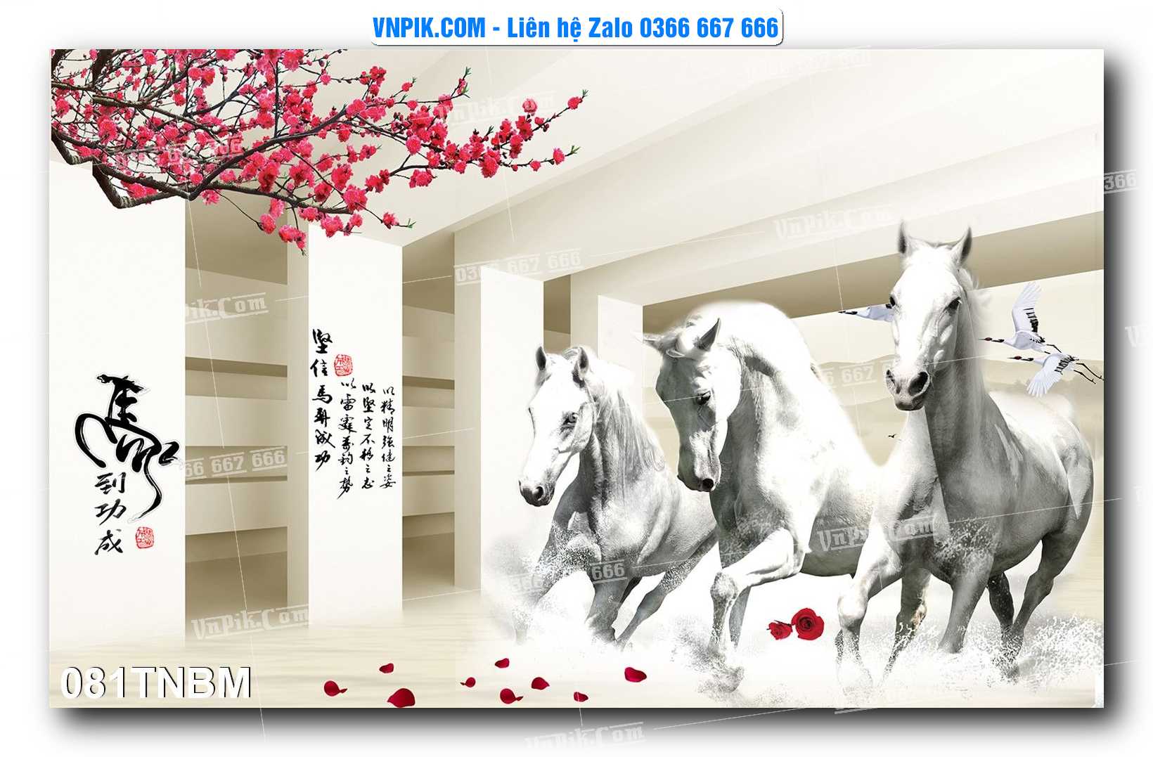 Tranh Ngựa Bát Mã – Mã Đáo Thành Công Mã File 081TNBM