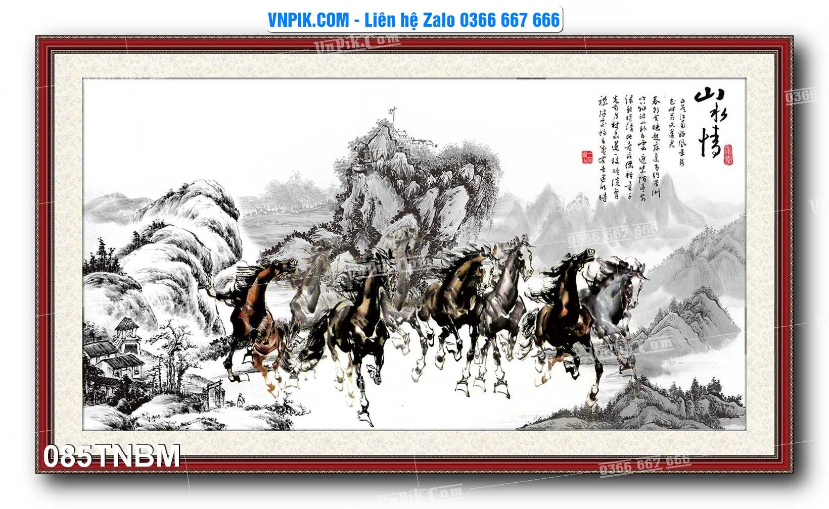 Tranh Ngựa Bát Mã – Mã Đáo Thành Công Mã File 085TNBM