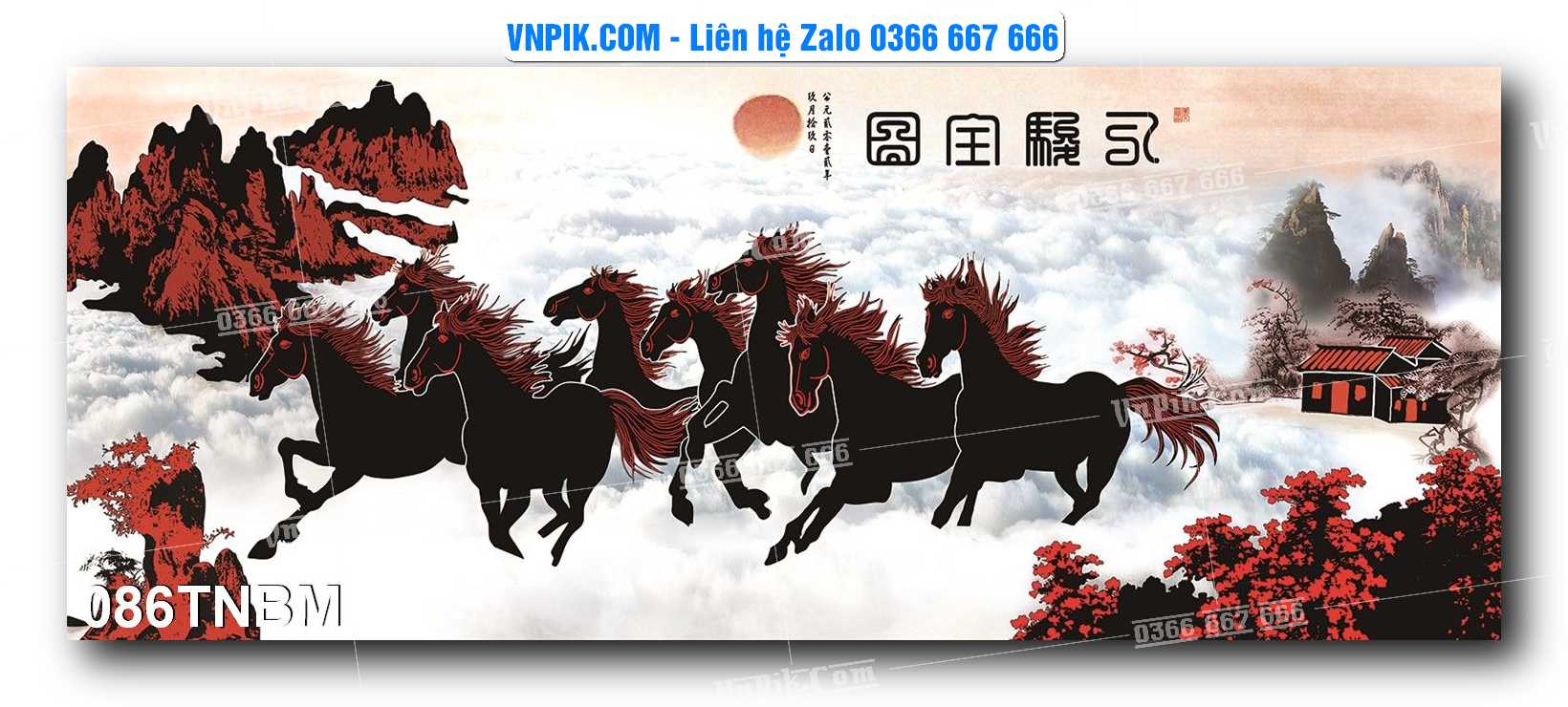 Tranh Ngựa Bát Mã – Mã Đáo Thành Công Mã File 086TNBM