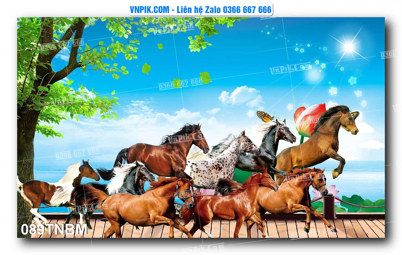 Tranh Ngựa Bát Mã – Mã Đáo Thành Công Mã File 089TNBM