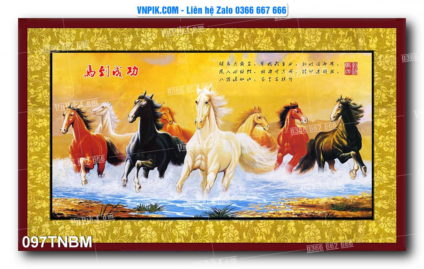 Tranh Ngựa Bát Mã – Mã Đáo Thành Công Mã File 097TNBM