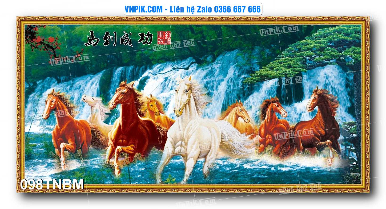 Tranh Ngựa Bát Mã – Mã Đáo Thành Công Mã File 098TNBM