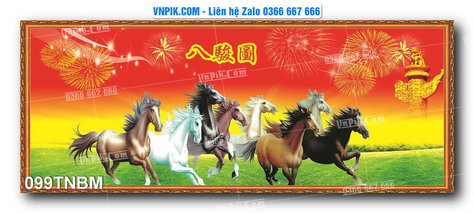 Tranh Ngựa Bát Mã – Mã Đáo Thành Công Mã File 099TNBM