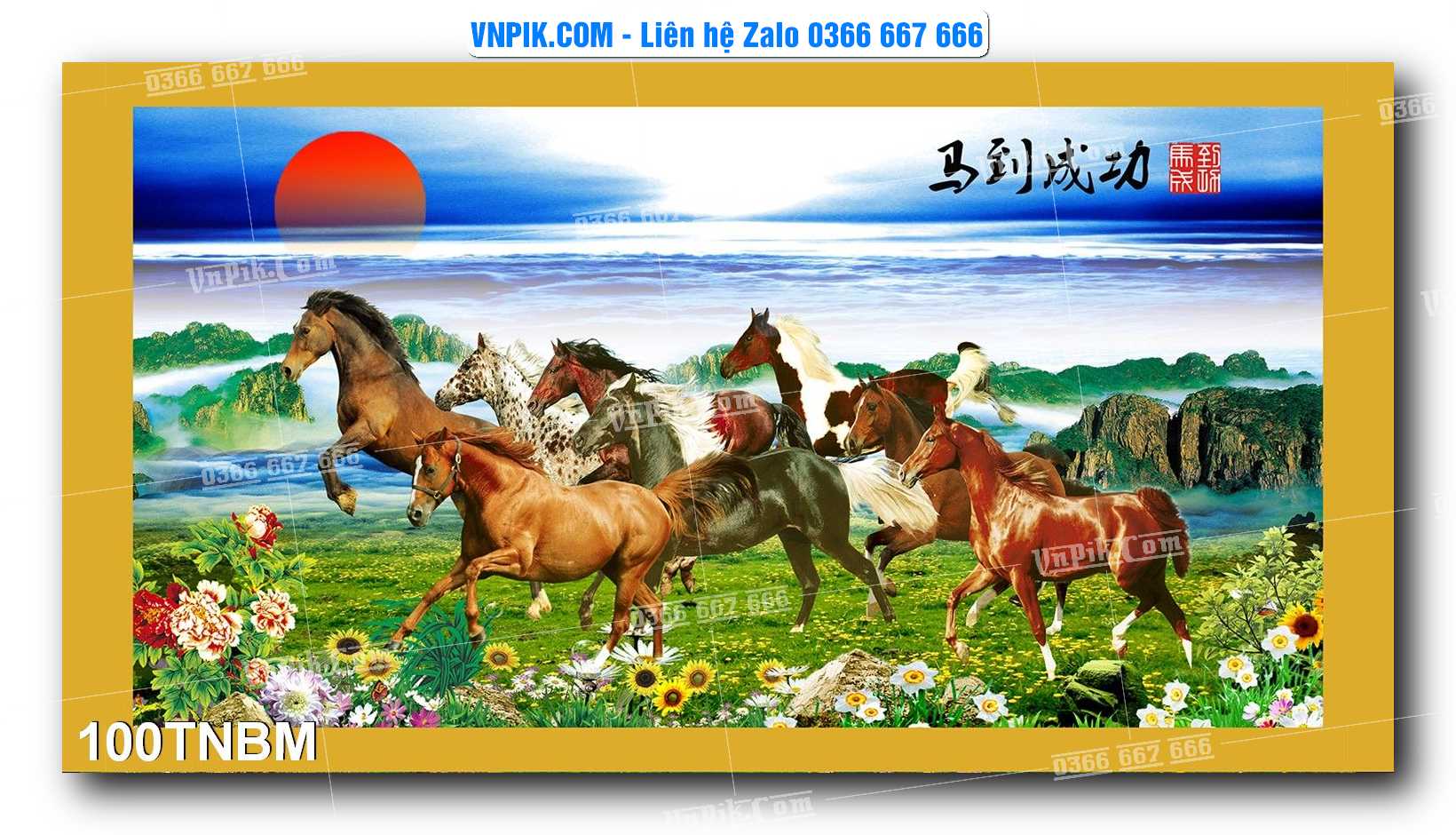 Tranh Ngựa Bát Mã – Mã Đáo Thành Công Mã File 100TNBM