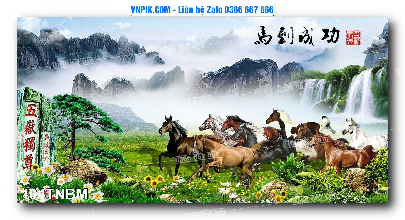 Tranh Ngựa Bát Mã – Mã Đáo Thành Công Mã File 104TNBM