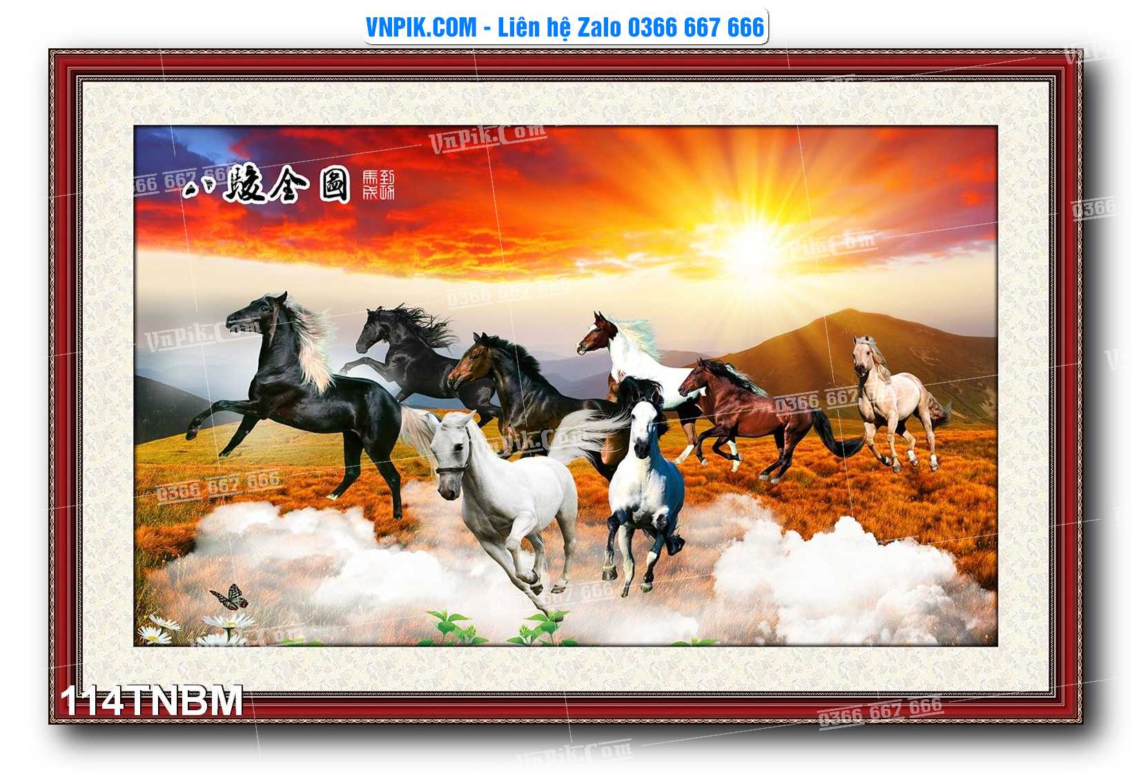 Tranh Ngựa Bát Mã – Mã Đáo Thành Công Mã File 114TNBM