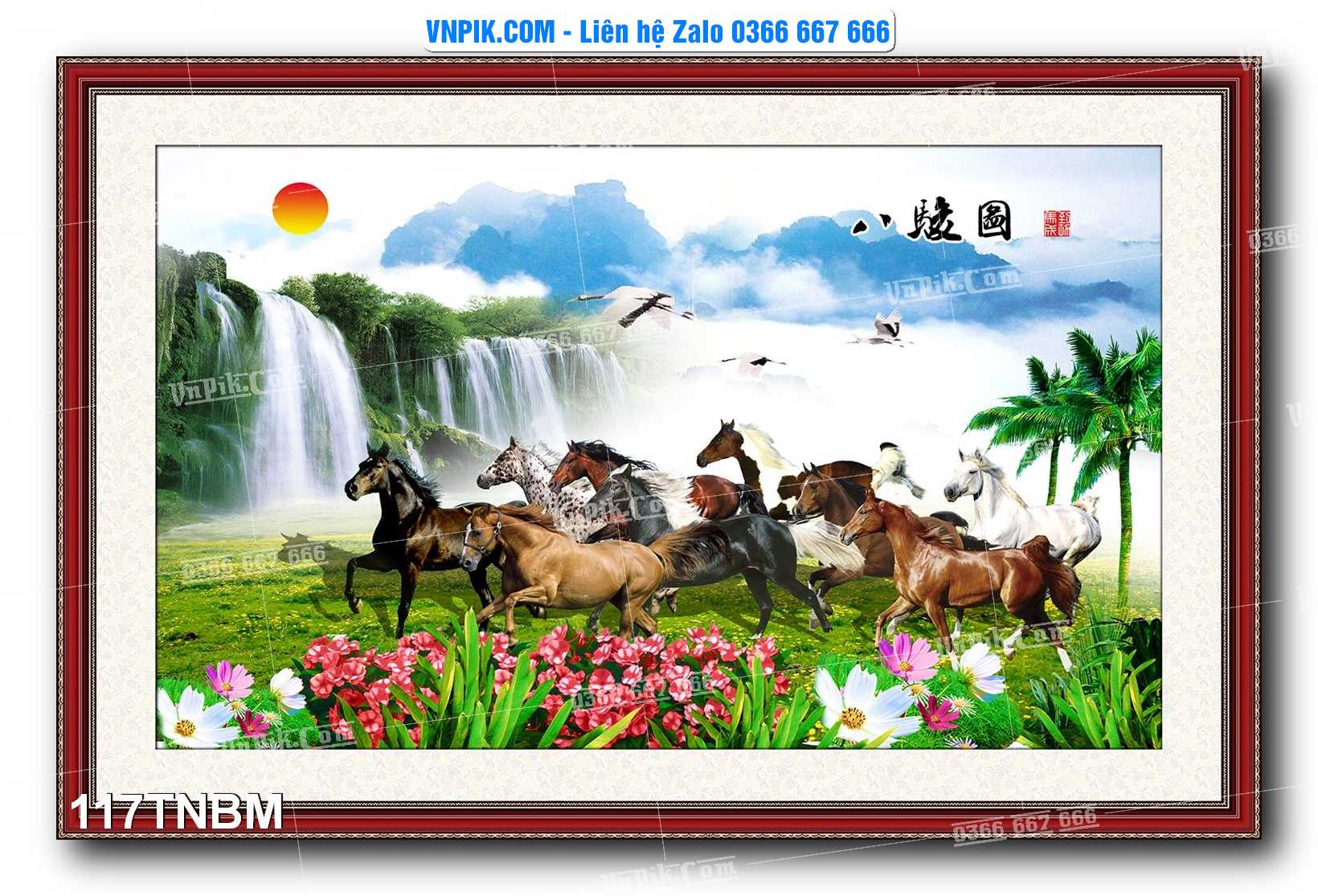 Tranh Ngựa Bát Mã – Mã Đáo Thành Công Mã File 117TNBM