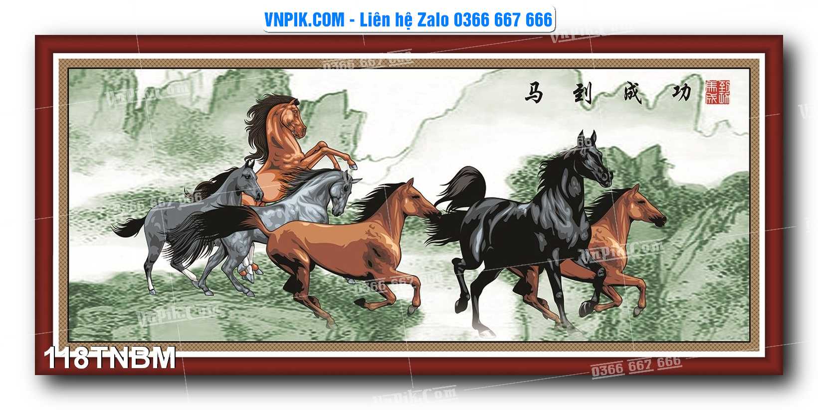 Tranh Ngựa Bát Mã – Mã Đáo Thành Công Mã File 118TNBM