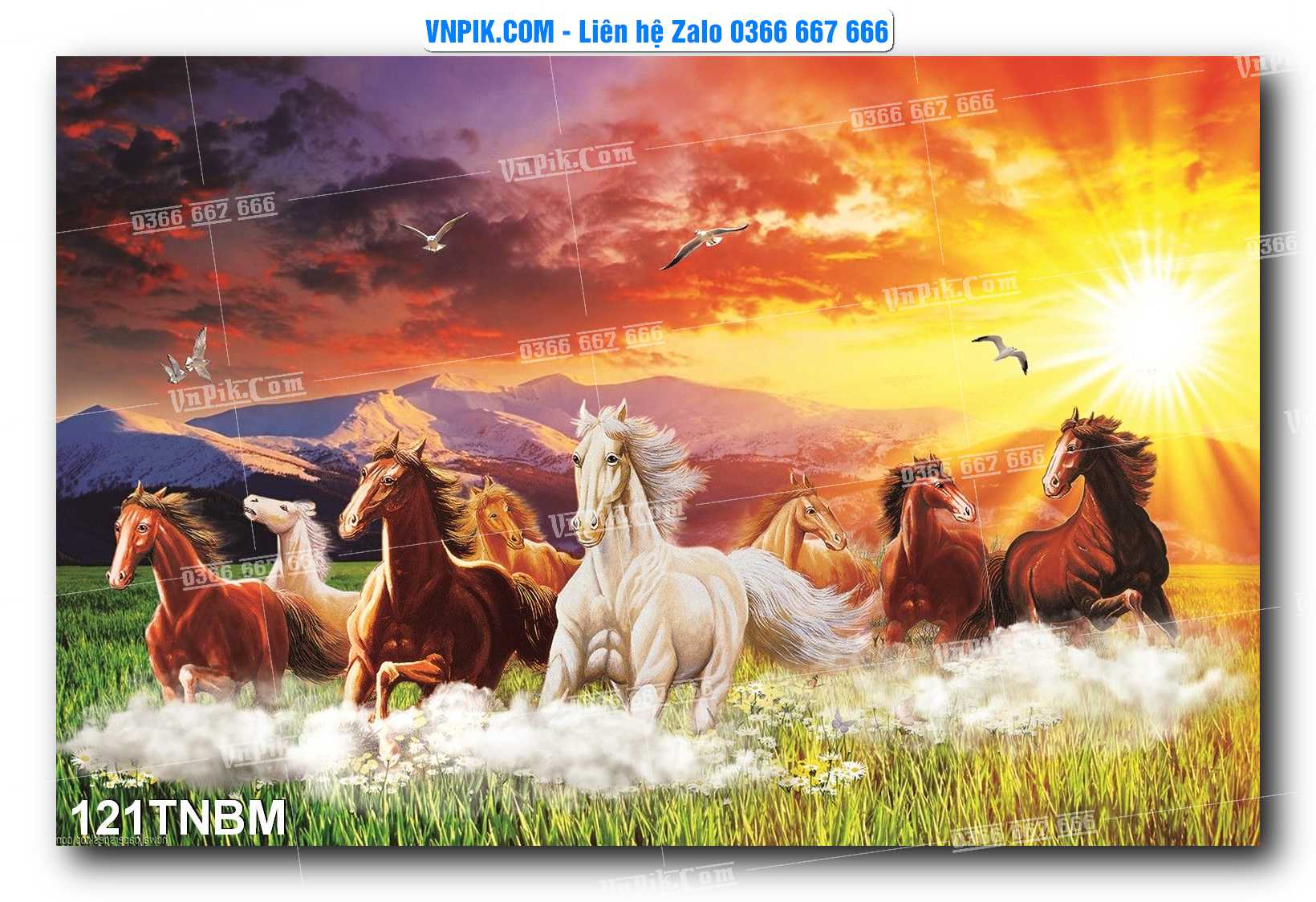 Tranh Ngựa Bát Mã – Mã Đáo Thành Công Mã File 121TNBM