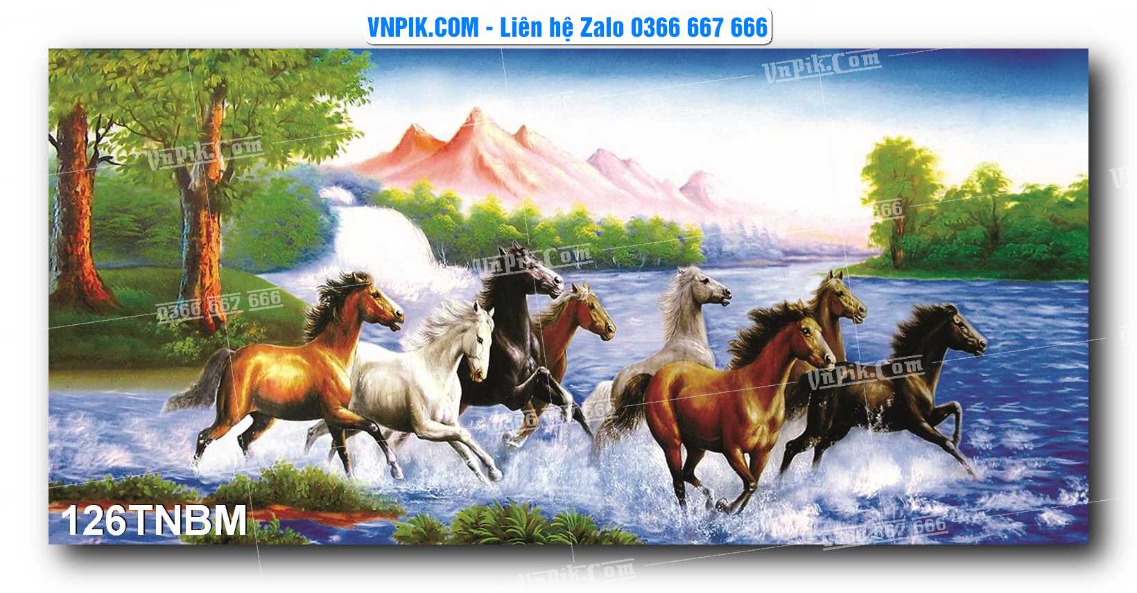 Tranh Ngựa Bát Mã – Mã Đáo Thành Công Mã File 126TNBM