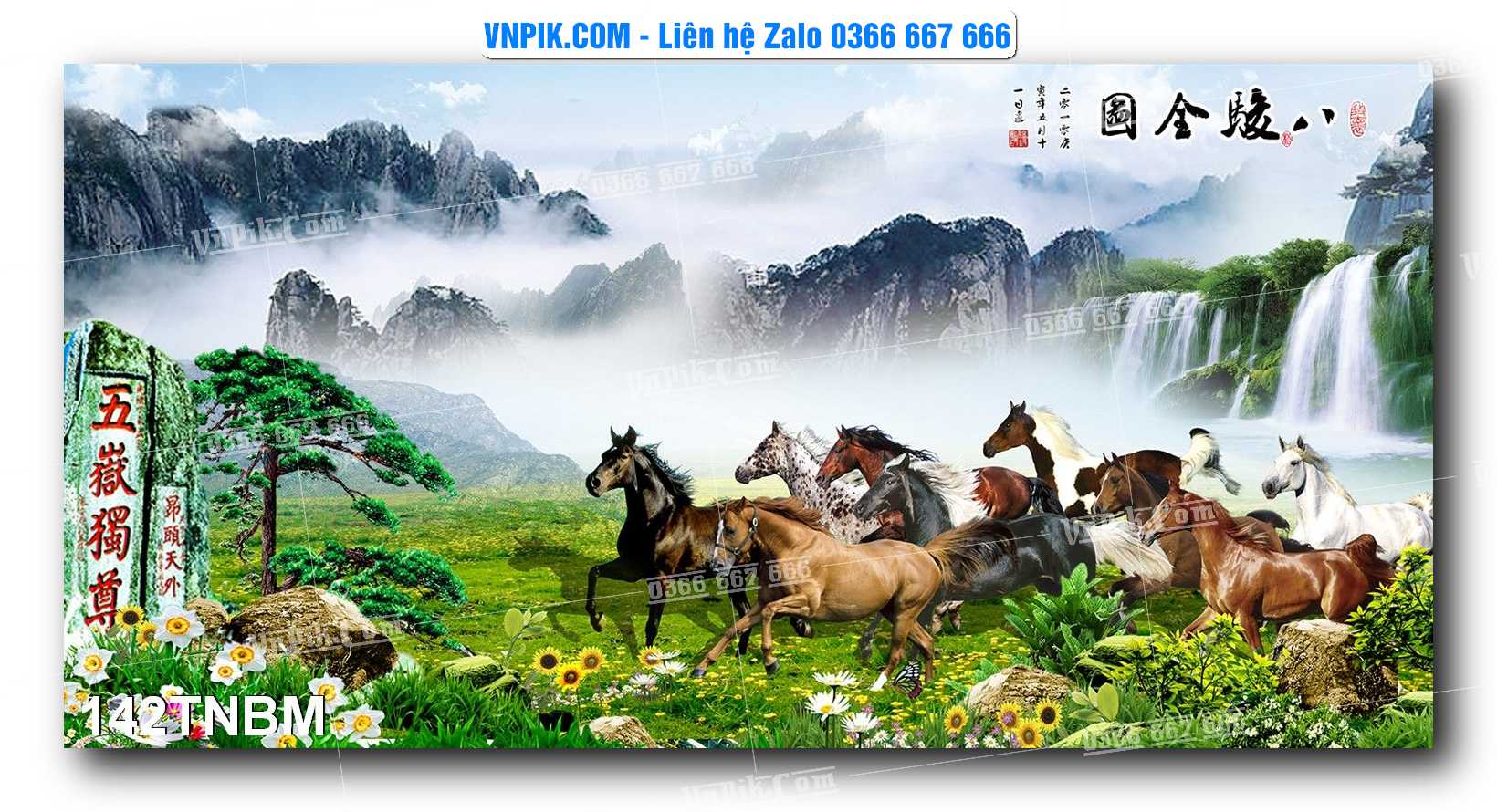 Tranh Ngựa Bát Mã – Mã Đáo Thành Công Mã File 142TNBM