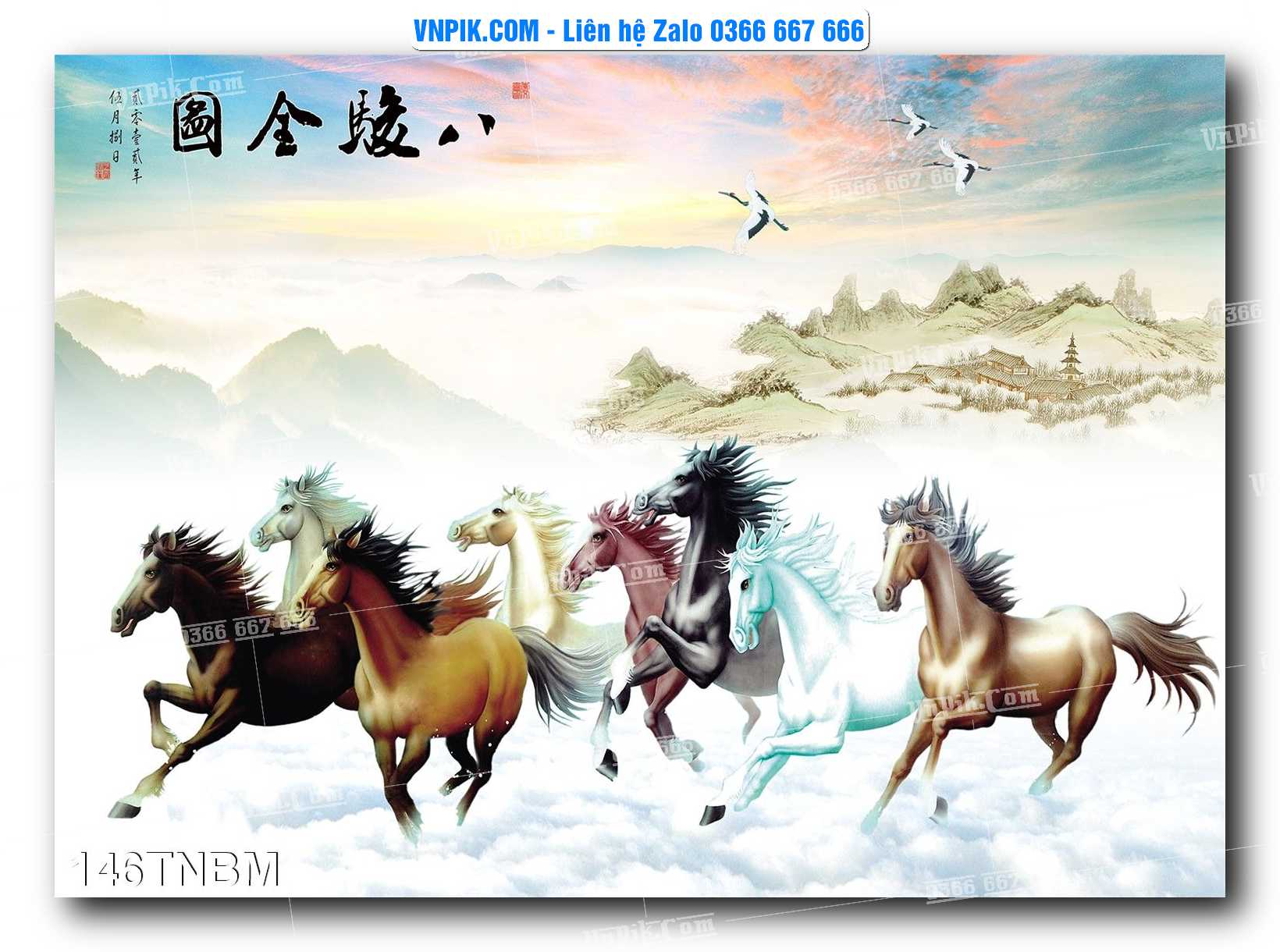 Tranh Ngựa Bát Mã – Mã Đáo Thành Công Mã File 146TNBM