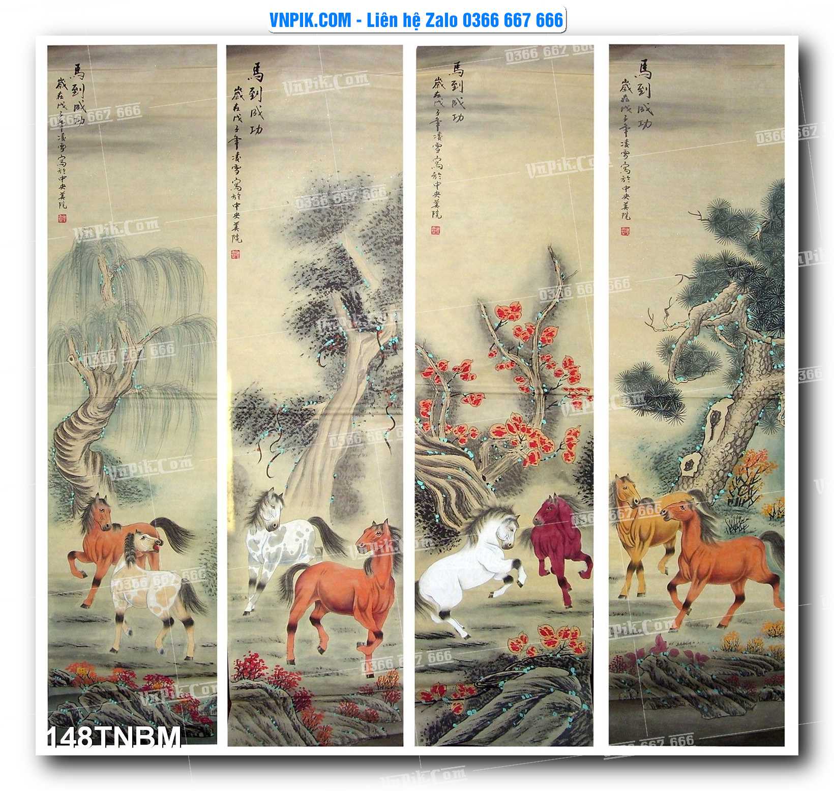 Tranh Ngựa Bát Mã – Mã Đáo Thành Công Mã File 148TNBM