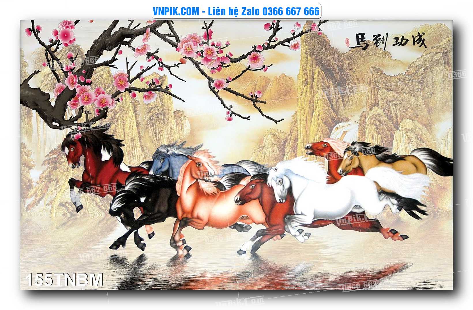 Tranh Ngựa Bát Mã – Mã Đáo Thành Công Mã File 155TNBM