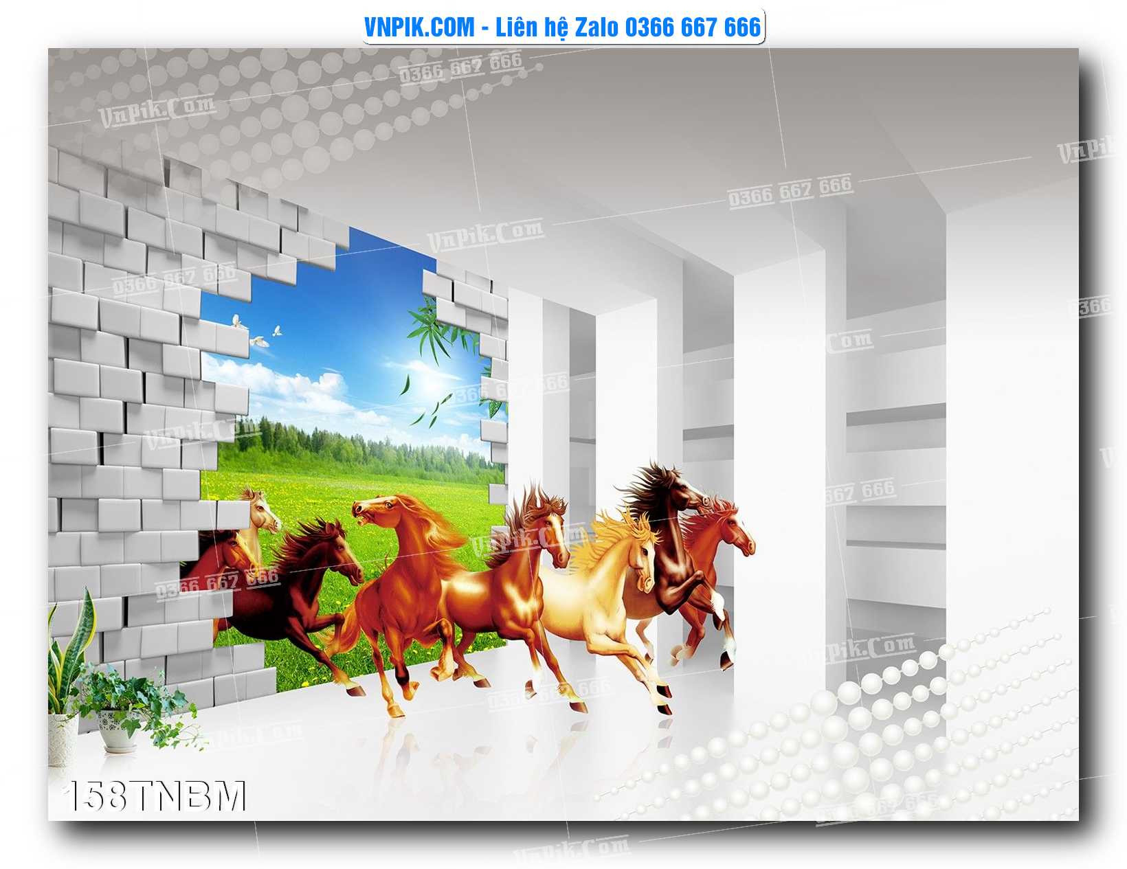 Tranh Ngựa Bát Mã – Mã Đáo Thành Công Mã File 158TNBM