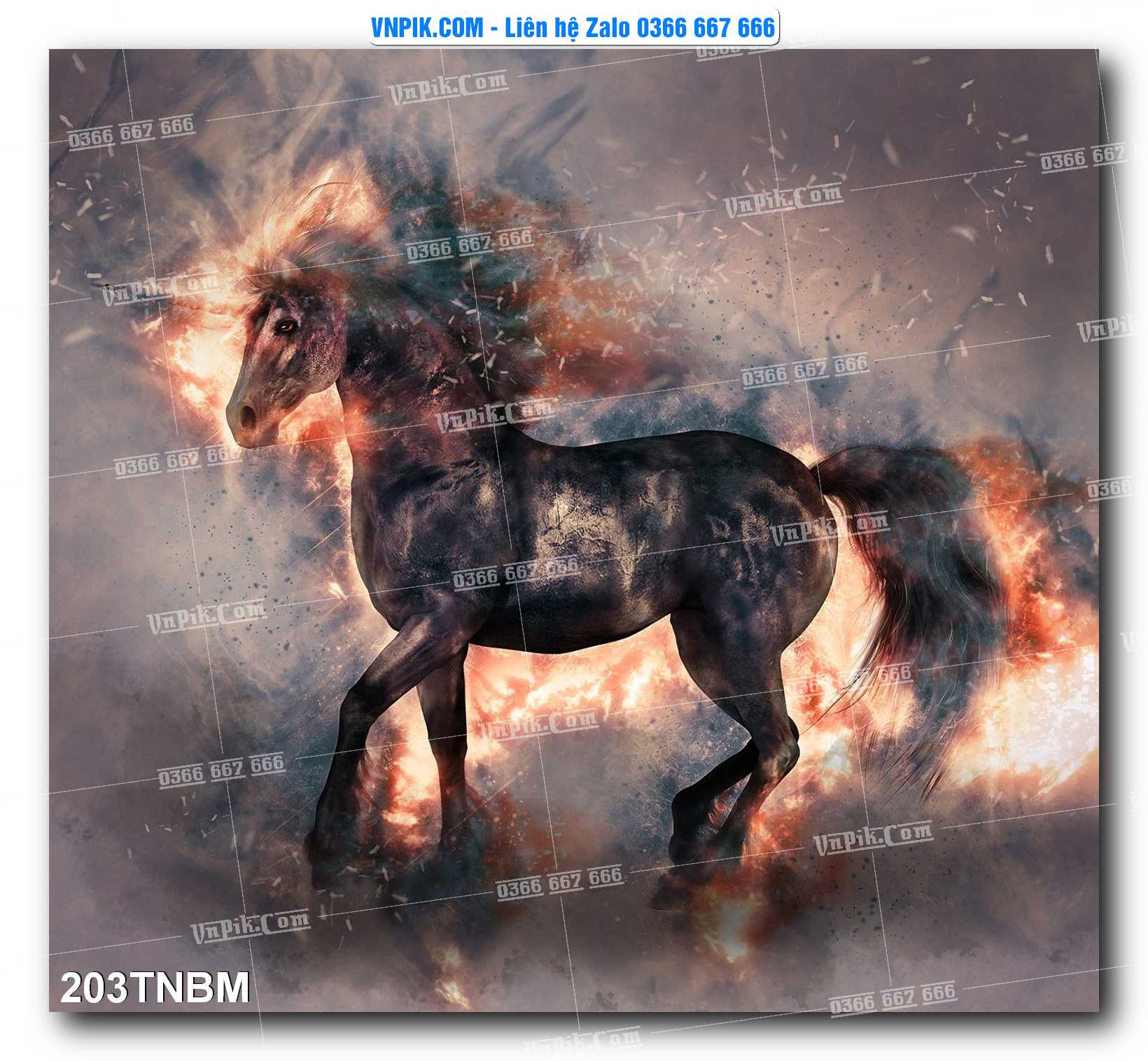 Tranh Ngựa Bát Mã – Mã Đáo Thành Công Mã File 203TNBM