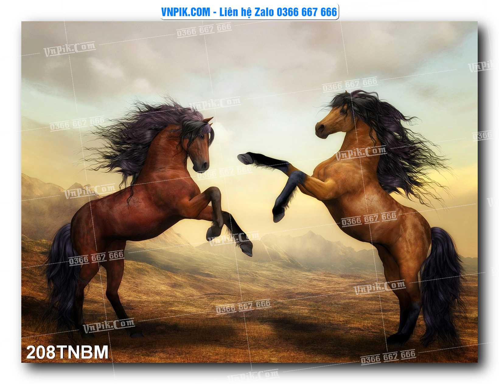 Tranh Ngựa Bát Mã – Mã Đáo Thành Công Mã File 208TNBM