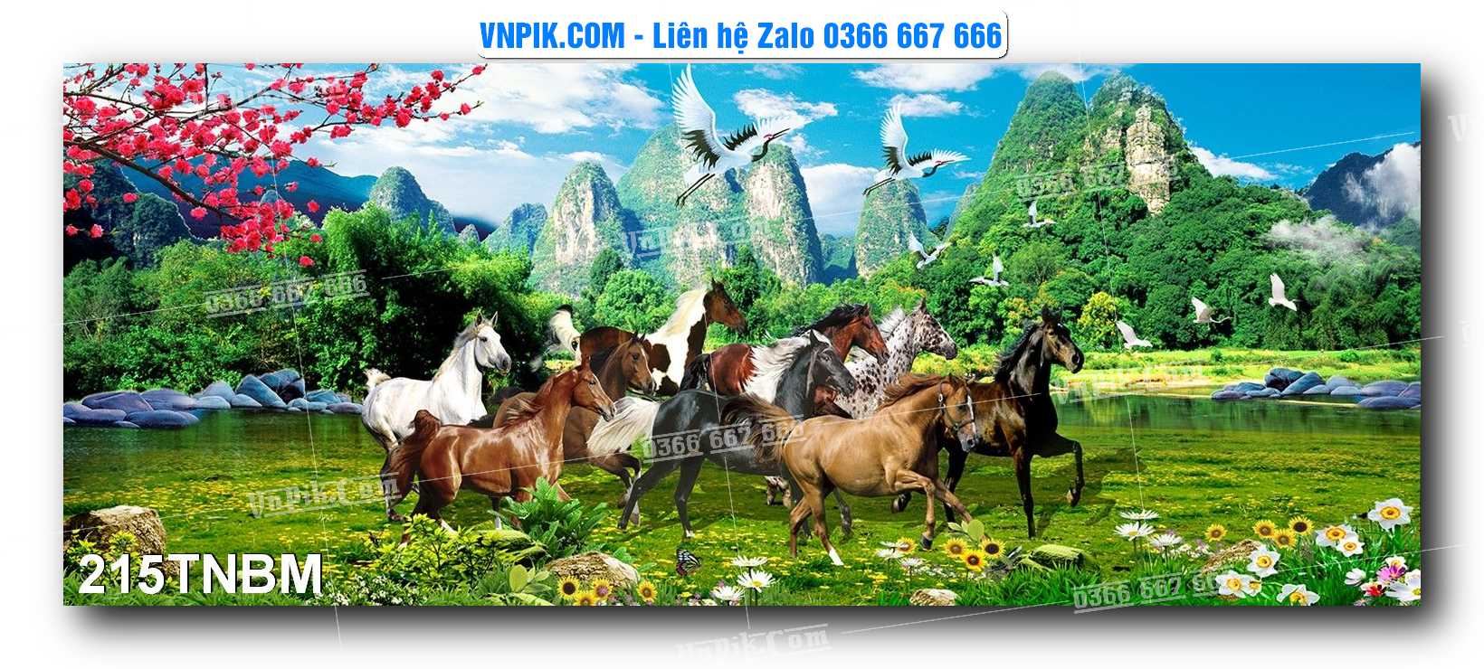 Tranh Ngựa Bát Mã – Mã Đáo Thành Công Mã File 215TNBM