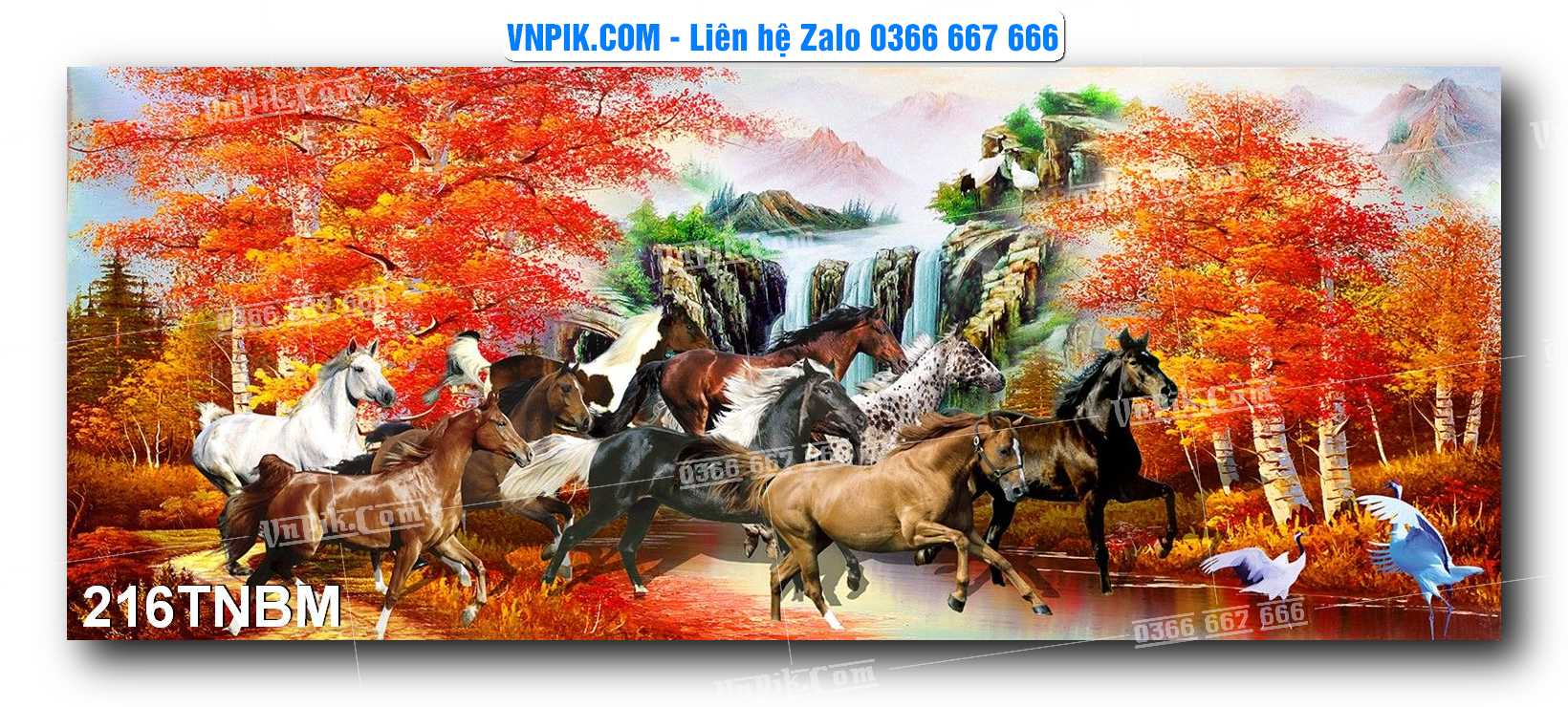 Tranh Ngựa Bát Mã – Mã Đáo Thành Công Mã File 216TNBM
