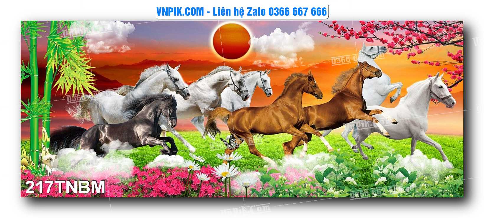 Tranh Ngựa Bát Mã – Mã Đáo Thành Công Mã File 217TNBM