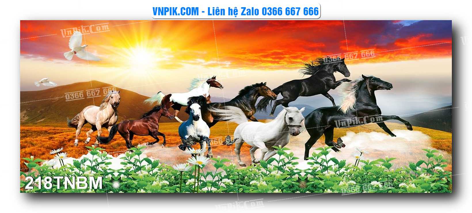 Tranh Ngựa Bát Mã – Mã Đáo Thành Công Mã File 218TNBM