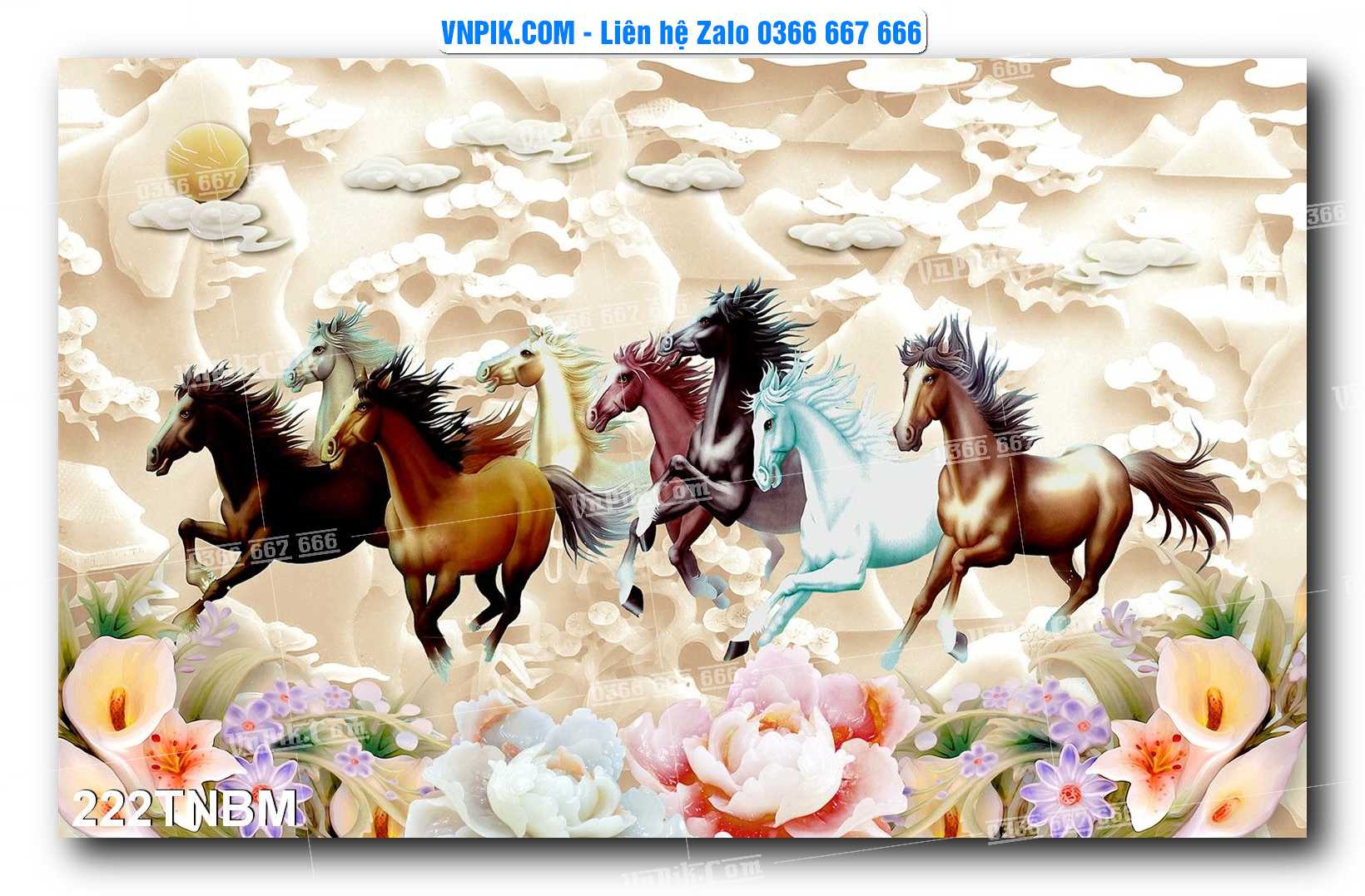 Tranh Ngựa Bát Mã – Mã Đáo Thành Công Mã File 222TNBM