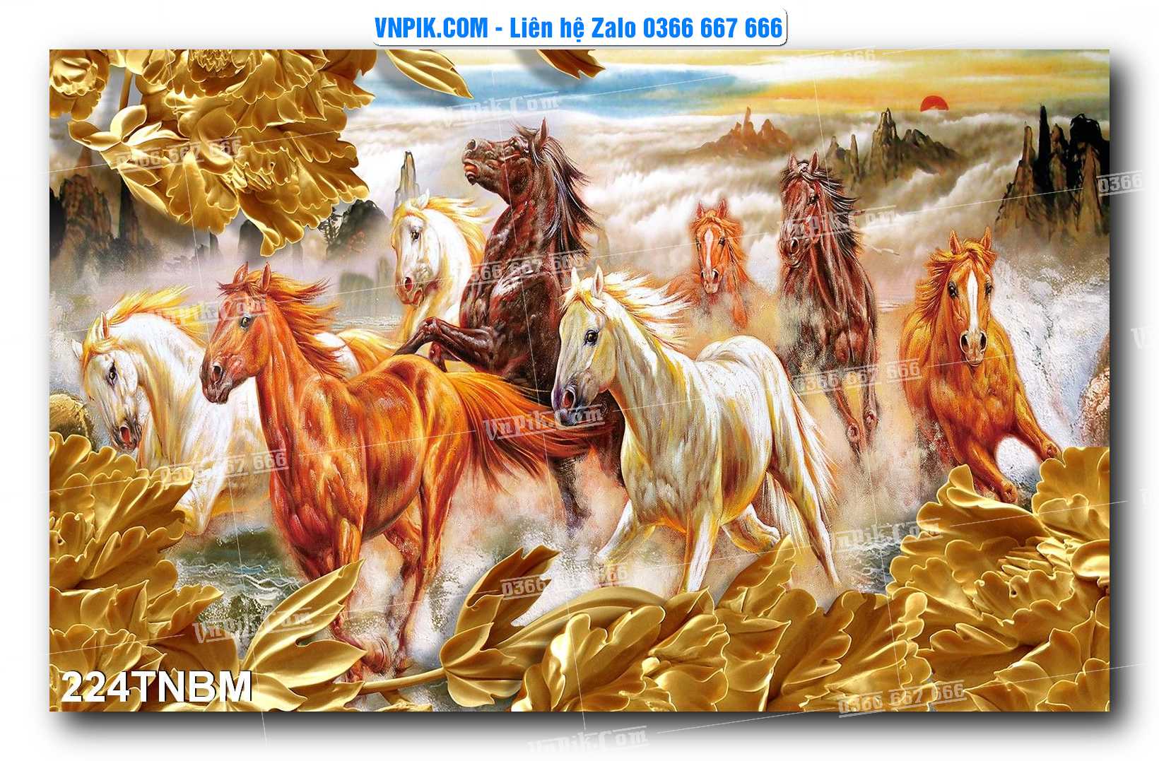 Tranh Ngựa Bát Mã – Mã Đáo Thành Công Mã File 224TNBM