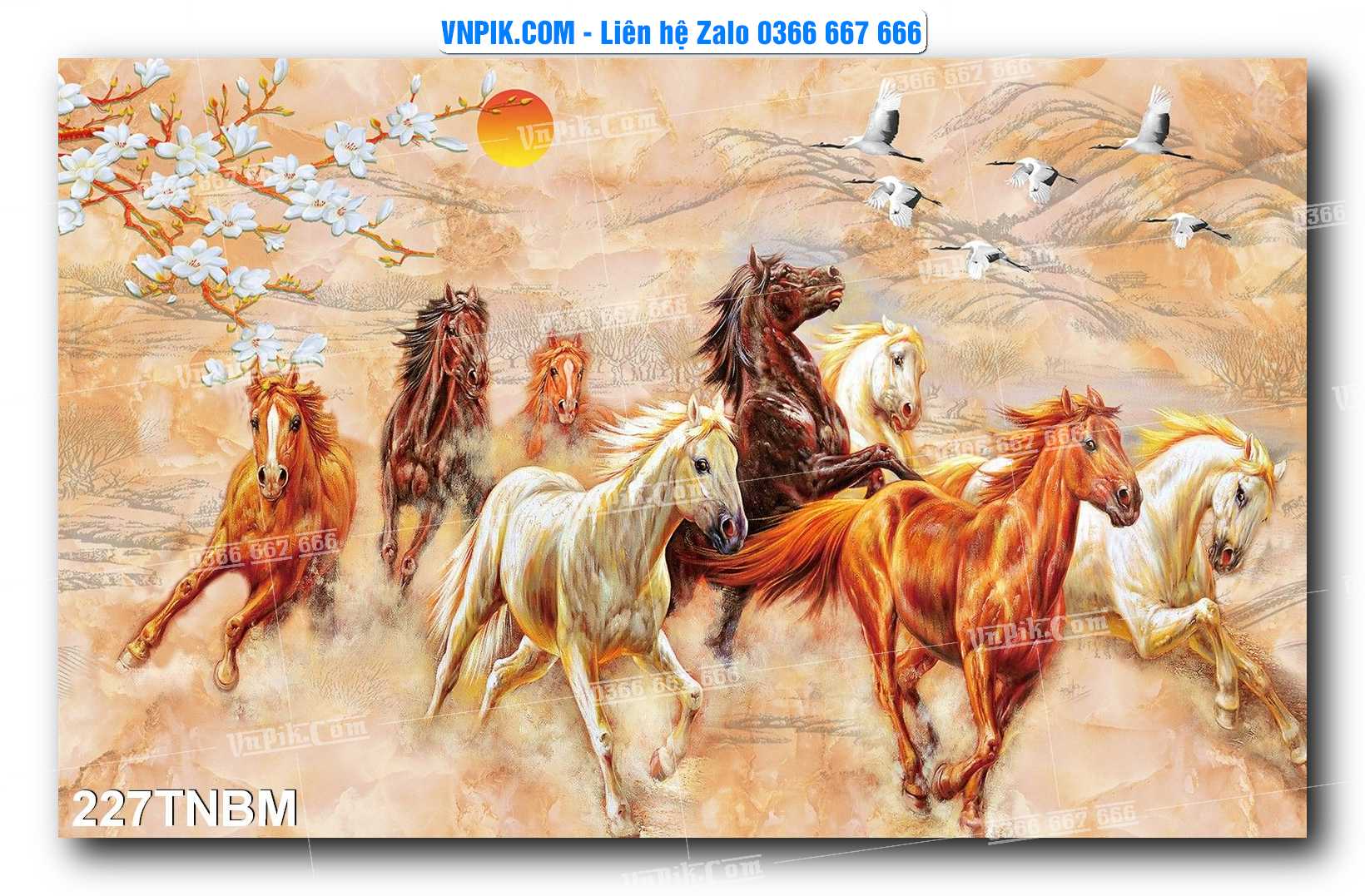 Tranh Ngựa Bát Mã – Mã Đáo Thành Công Mã File 227TNBM