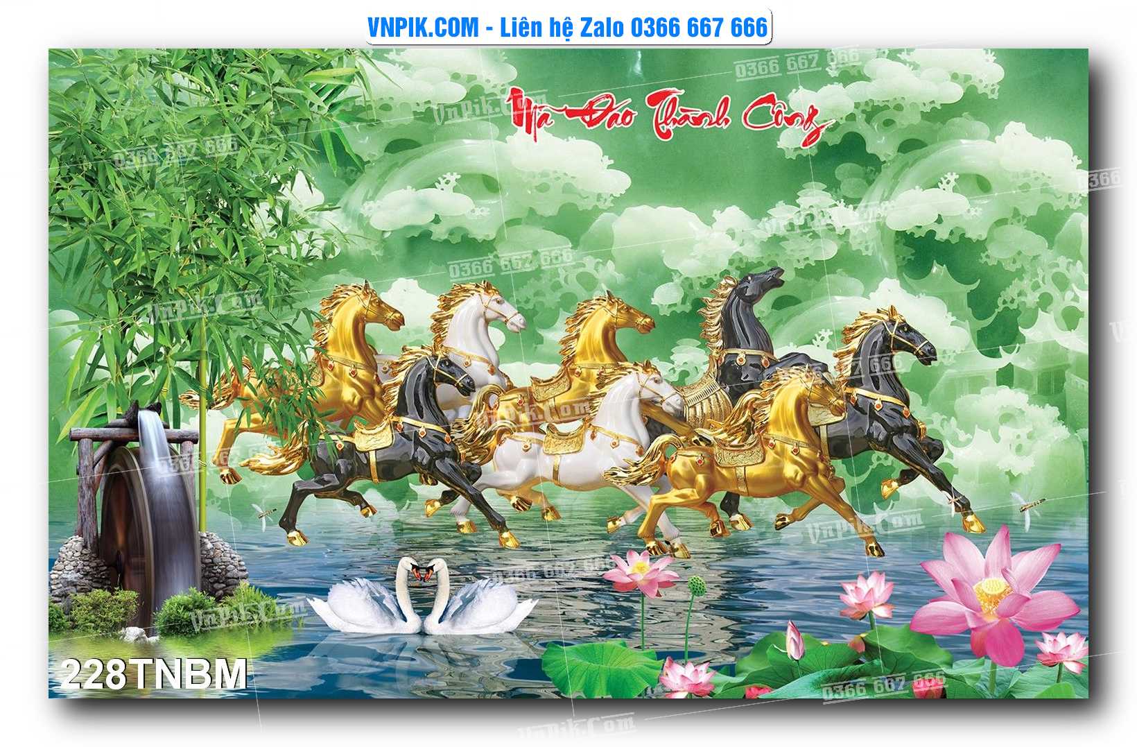 Tranh Ngựa Bát Mã – Mã Đáo Thành Công Mã File 228TNBM