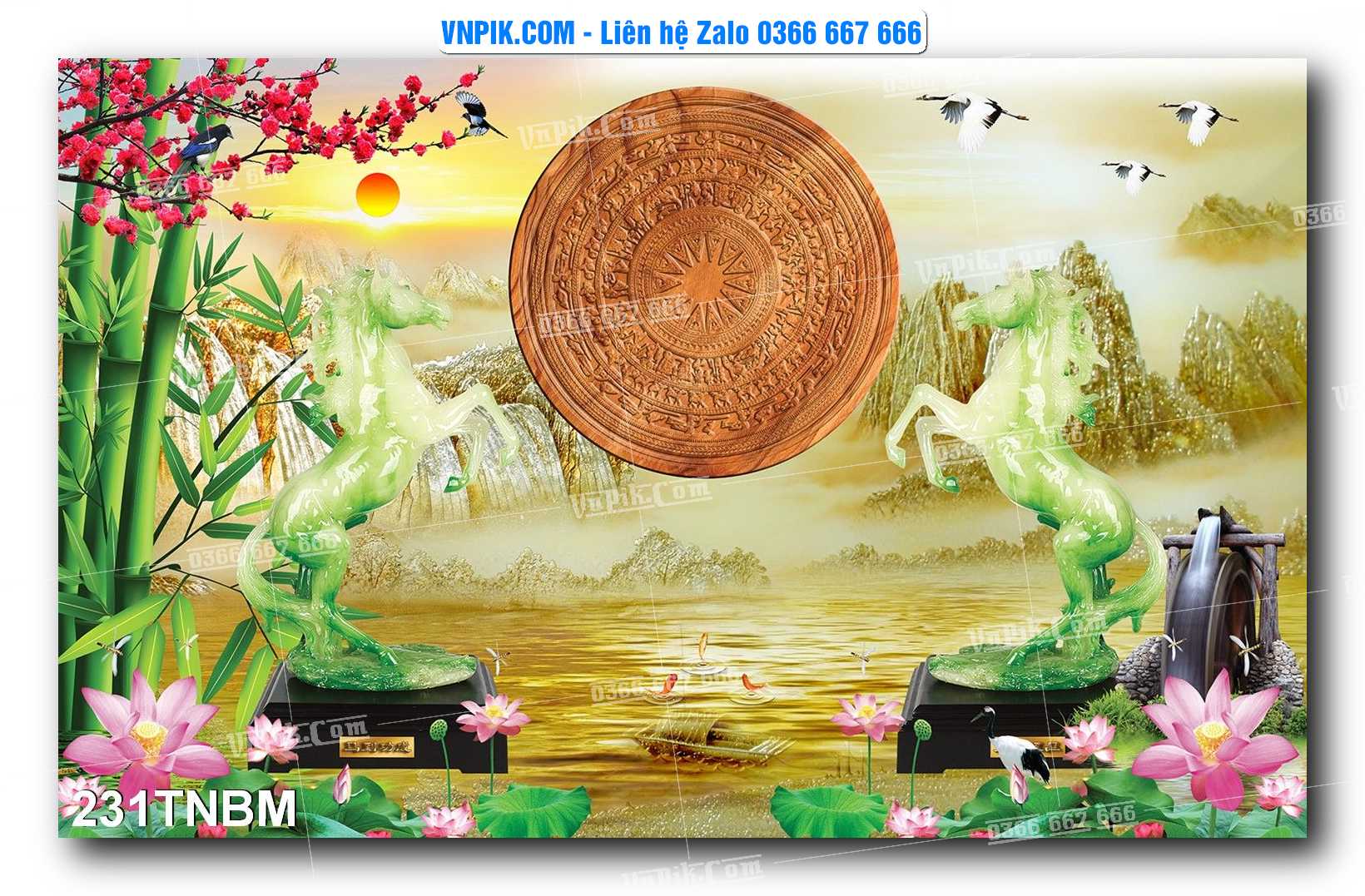 Tranh Ngựa Bát Mã – Mã Đáo Thành Công Mã File 231TNBM