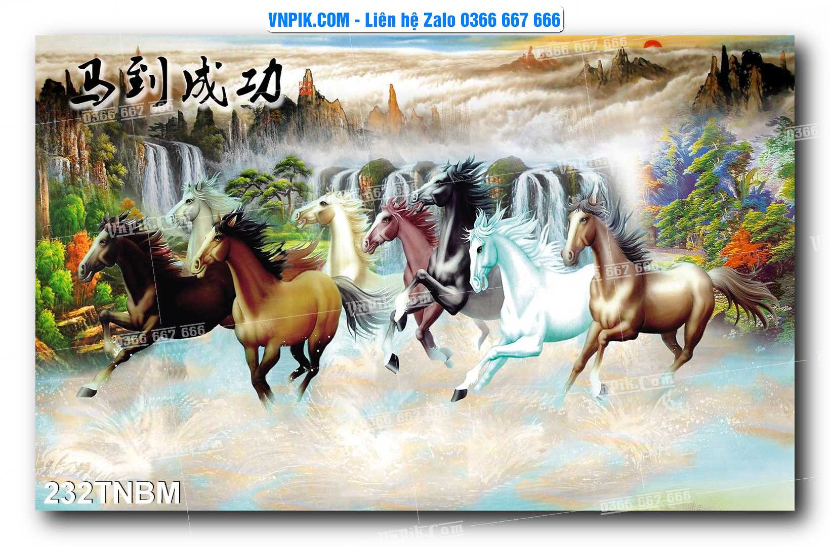Tranh Ngựa Bát Mã – Mã Đáo Thành Công Mã File 232TNBM