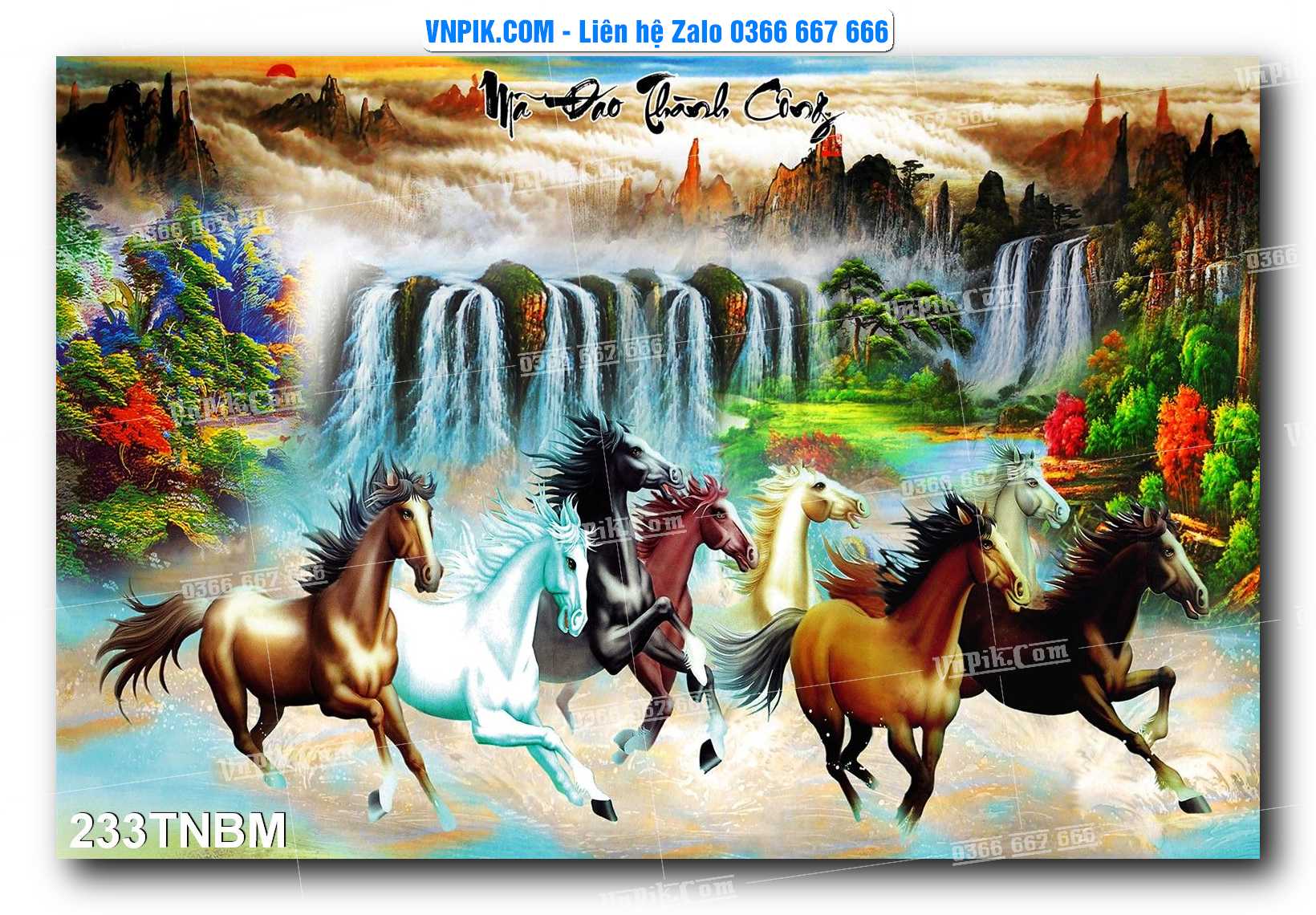 Tranh Ngựa Bát Mã – Mã Đáo Thành Công Mã File 233TNBM
