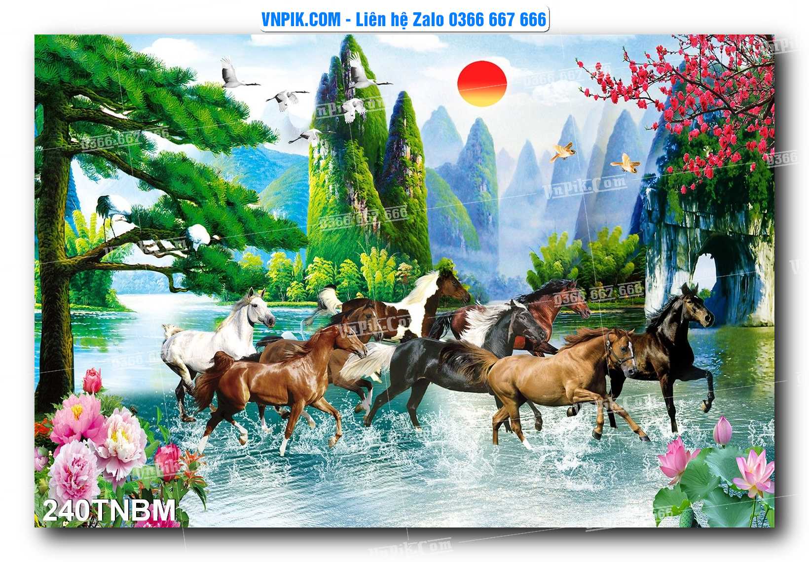 Tranh Ngựa Bát Mã – Mã Đáo Thành Công Mã File 240TNBM