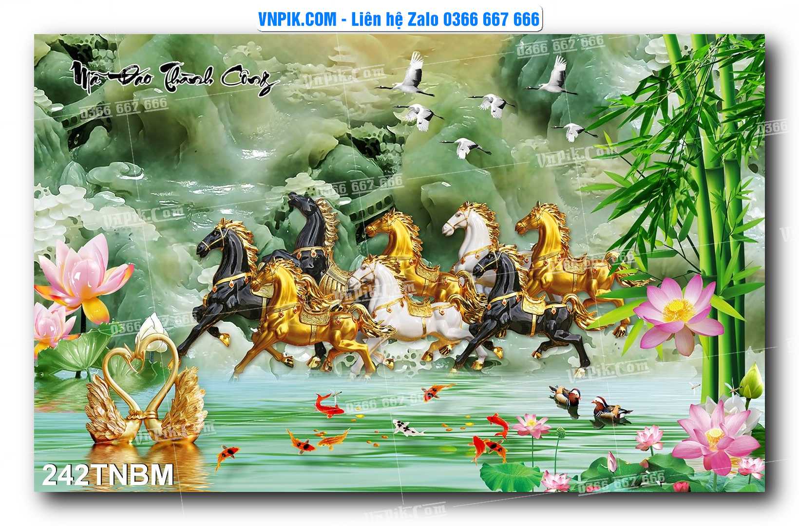 Tranh Ngựa Bát Mã – Mã Đáo Thành Công Mã File 242TNBM