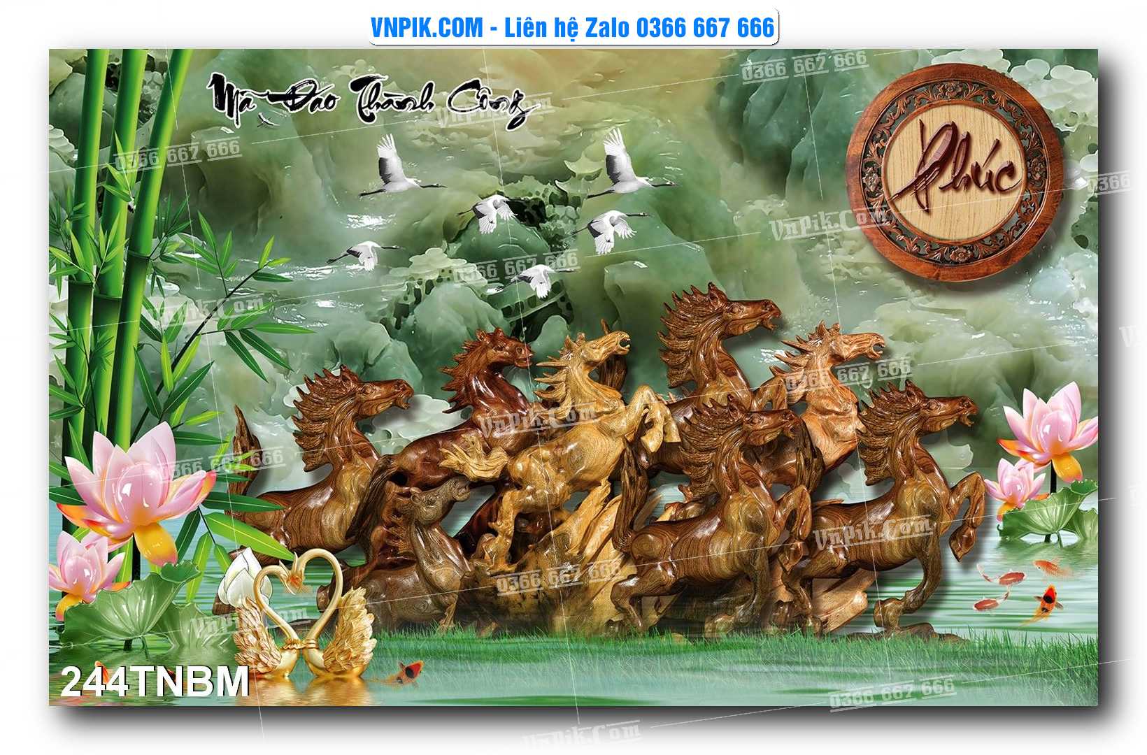 Tranh Ngựa Bát Mã – Mã Đáo Thành Công Mã File 244TNBM