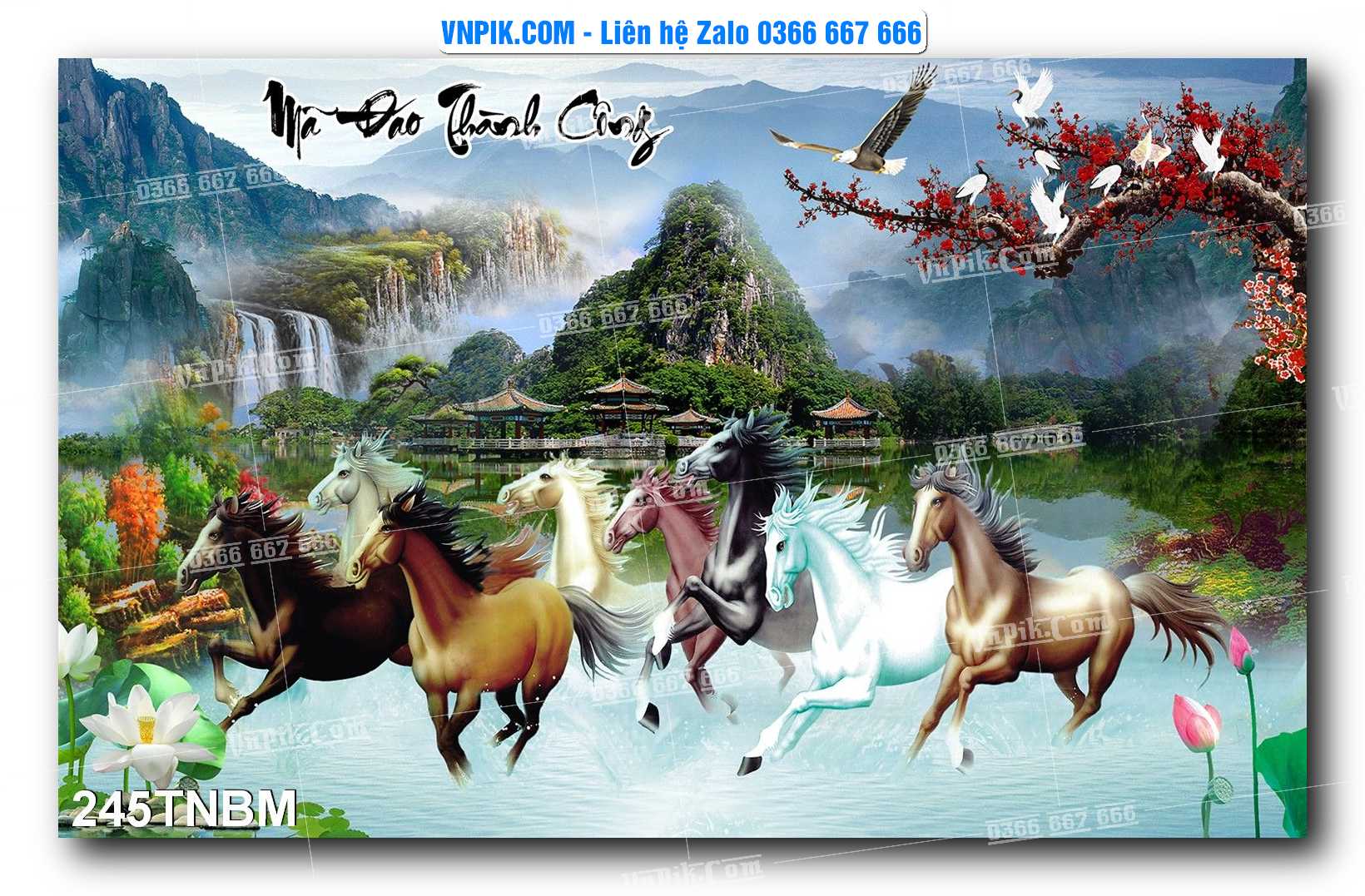 Tranh Ngựa Bát Mã – Mã Đáo Thành Công Mã File 245TNBM
